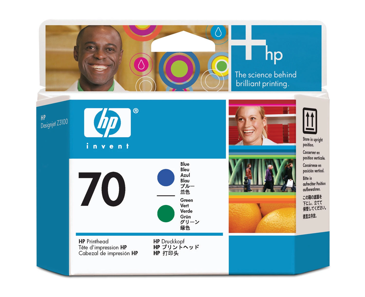 HP Tintendruckkopf blau/grün (C9408A, 70)