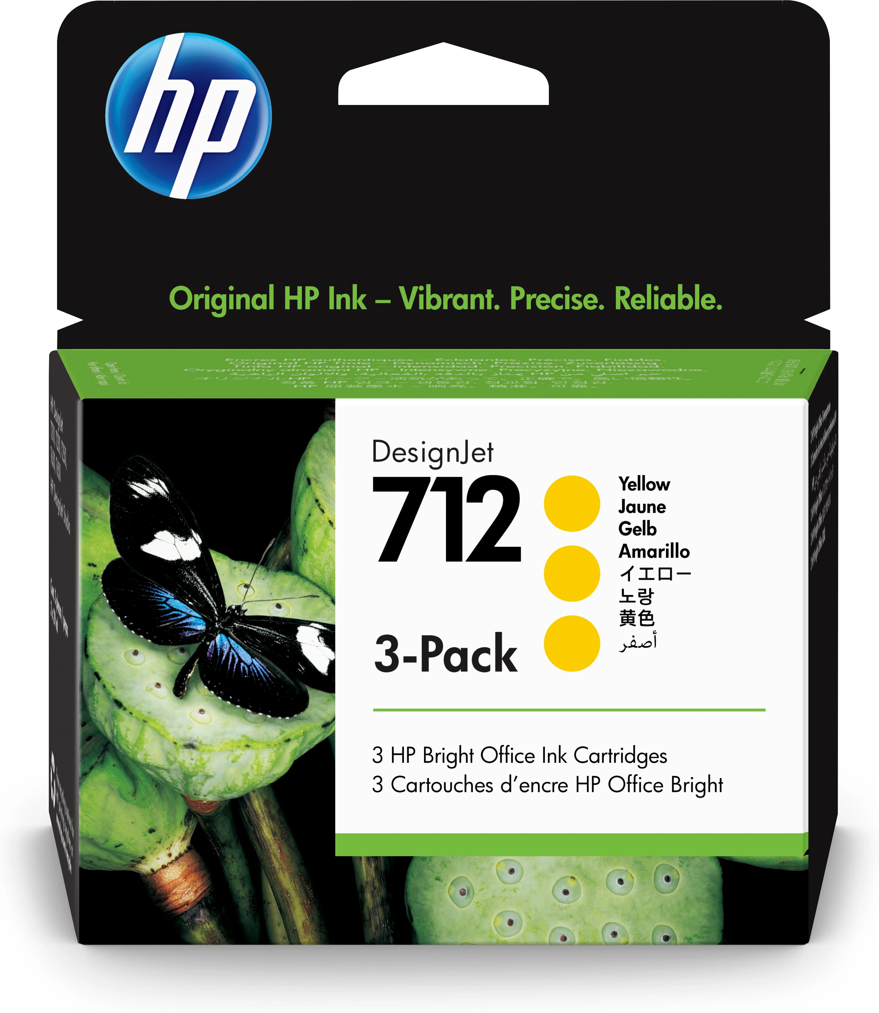 HP Tintenpatrone 3 x gelb (3ED79A, 712)