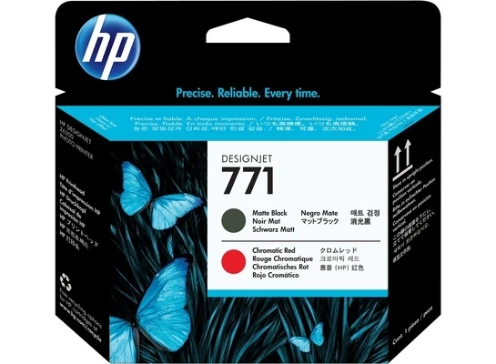 HP Tintendruckkopf schwarz matt, chromatic rot (CE017A, 771)