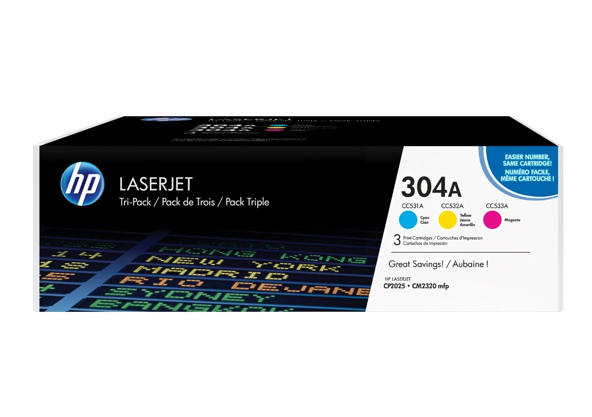 HP Toner-Kartusche gelb, magenta, cyan (CF372AM, 304A)