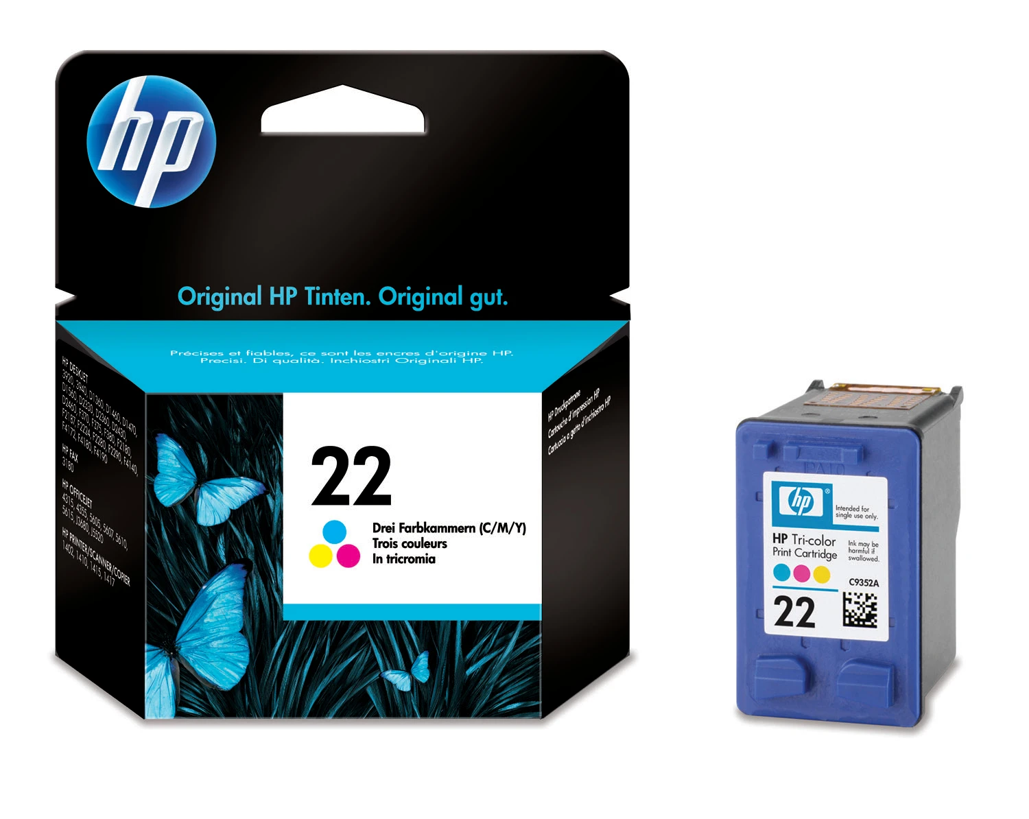 HP Tintendruckkopf cyan/magenta/gelb (C9352AE, 22)