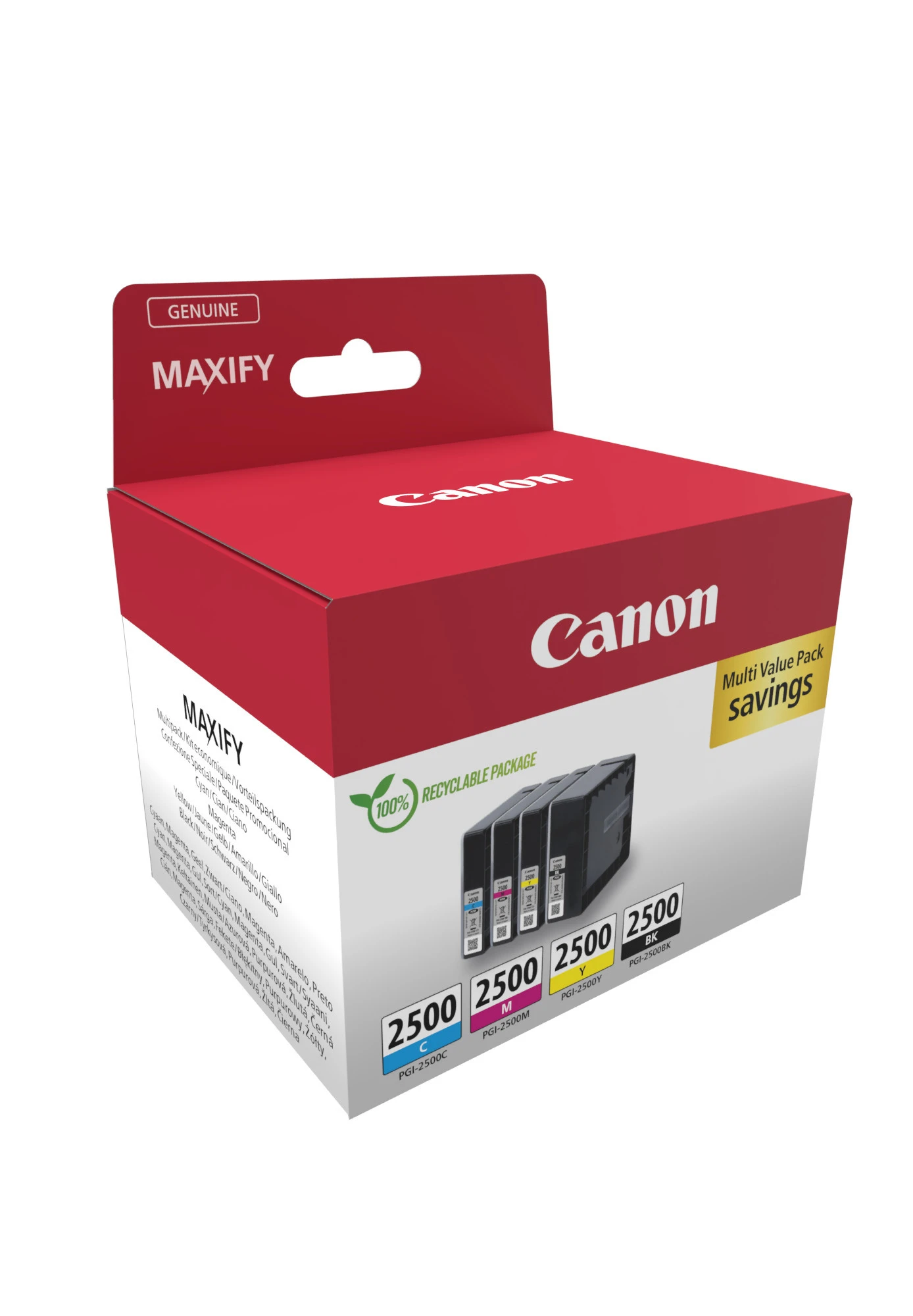 Canon Tintenpatrone gelb, magenta, schwarz, cyan (9290B006, PGI-2500BK, PGI-2500C, PGI-2500M, PGI-2500Y)