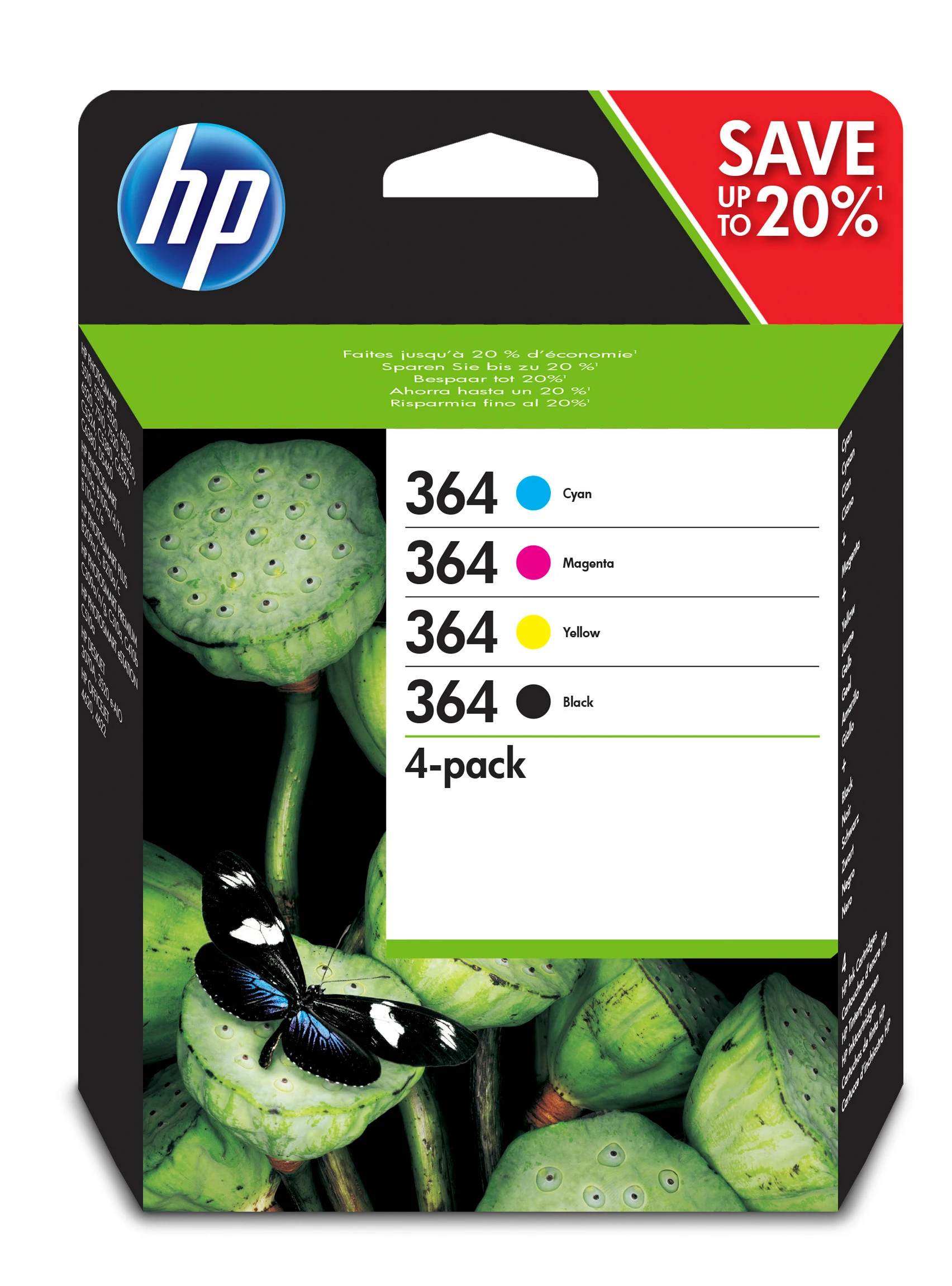 HP Tintenpatrone gelb, magenta, schwarz, cyan (N9J73AE, 364)