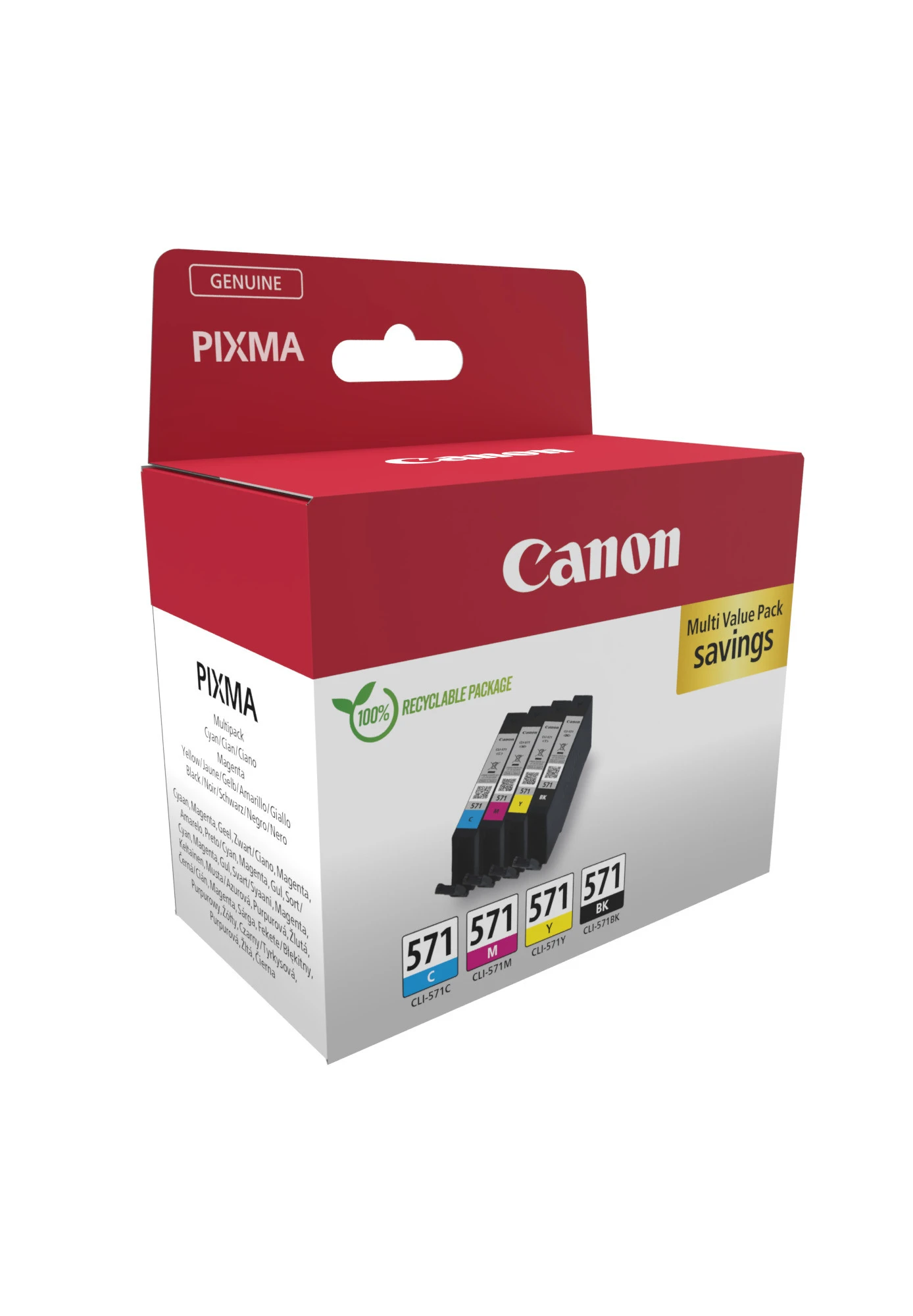 0386C008 CANON CLI571 Pixma MG Tinte (4) 4color w/o SEC Cardboard 4x7ml