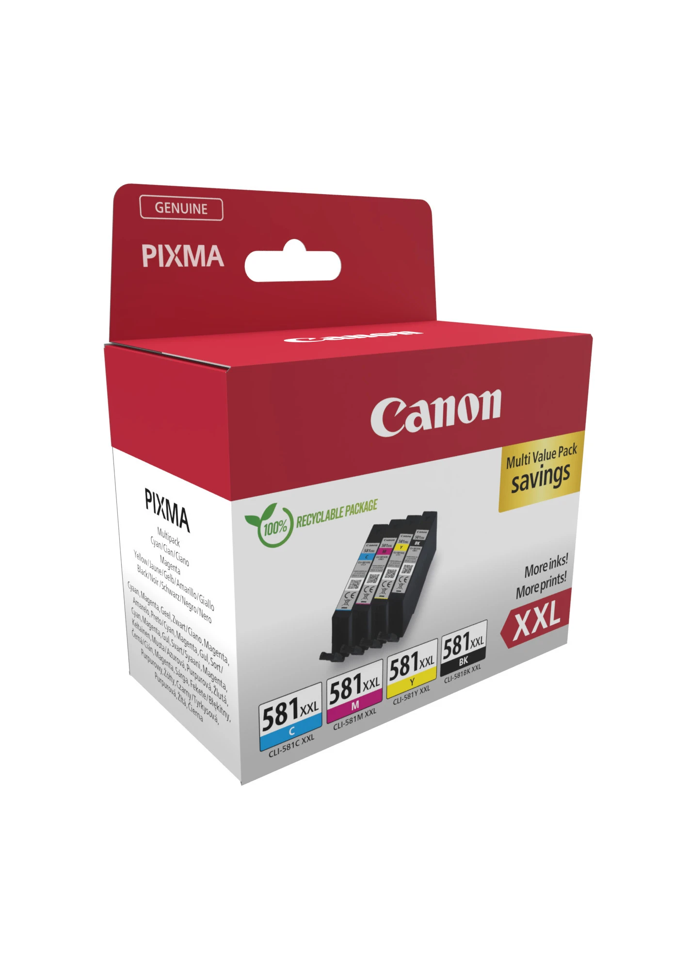 Canon Tintenpatrone gelb, magenta, schwarz, cyan (1998C007, CLI-581BKXXL, CLI-581CXXL, CLI-581MXXL, CLI-581YXXL)
