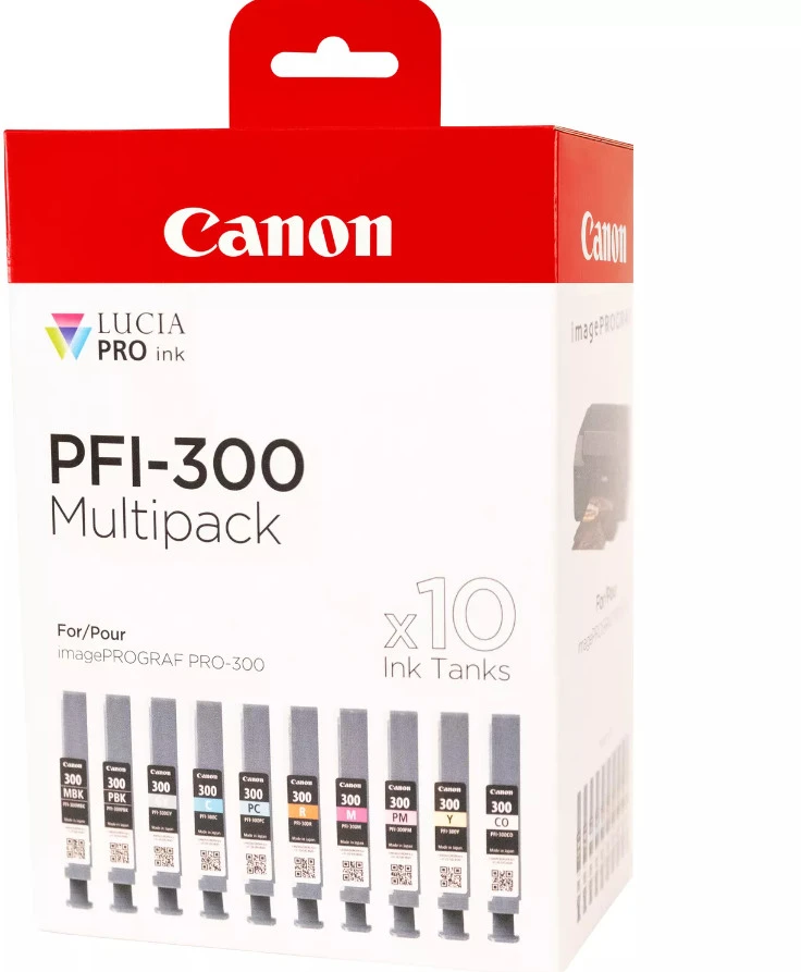 Canon Tintenpatrone gelb, cyan light, magenta light, magenta, photo schwarz, schwarz matt, rot, Chrom Optimizer, cyan, grau (4192C008, PFI-300)
