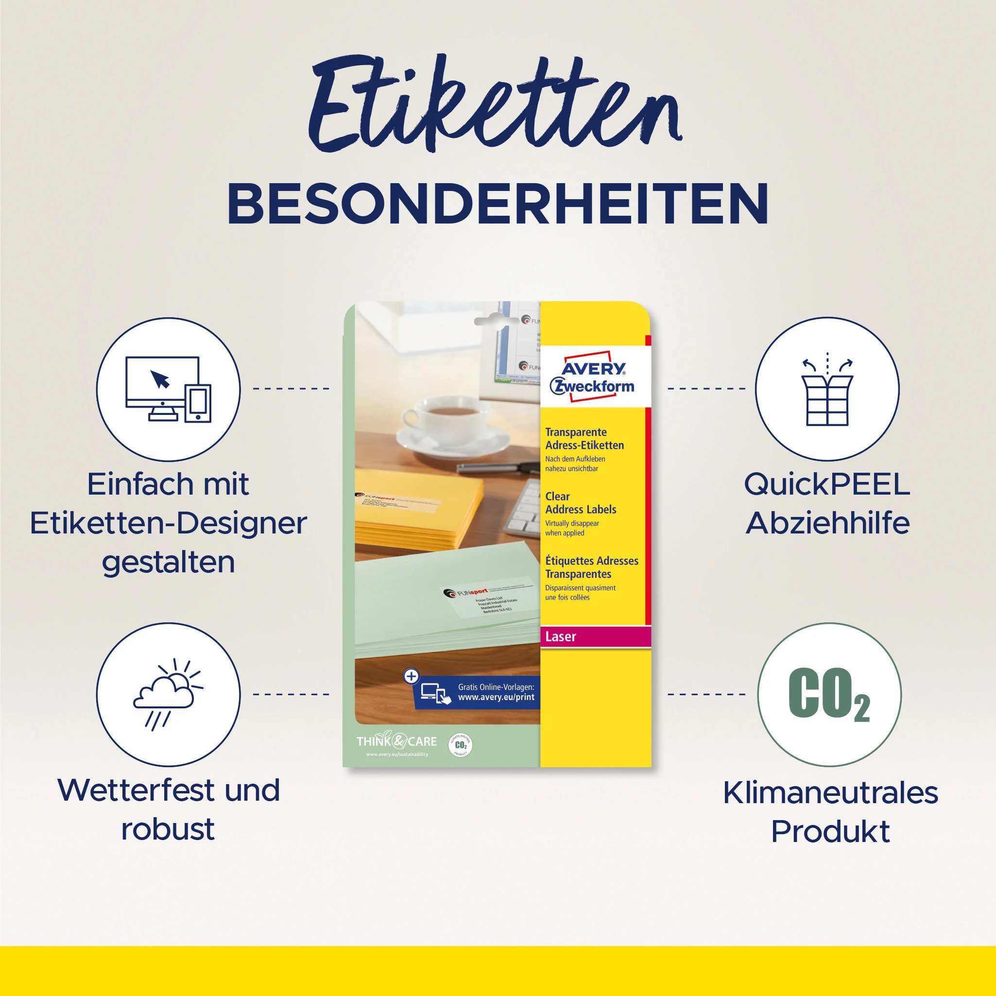 AVERY ZWECKFORM Adressetiketten 63,5x38,1mm L7560-25 525 Stück