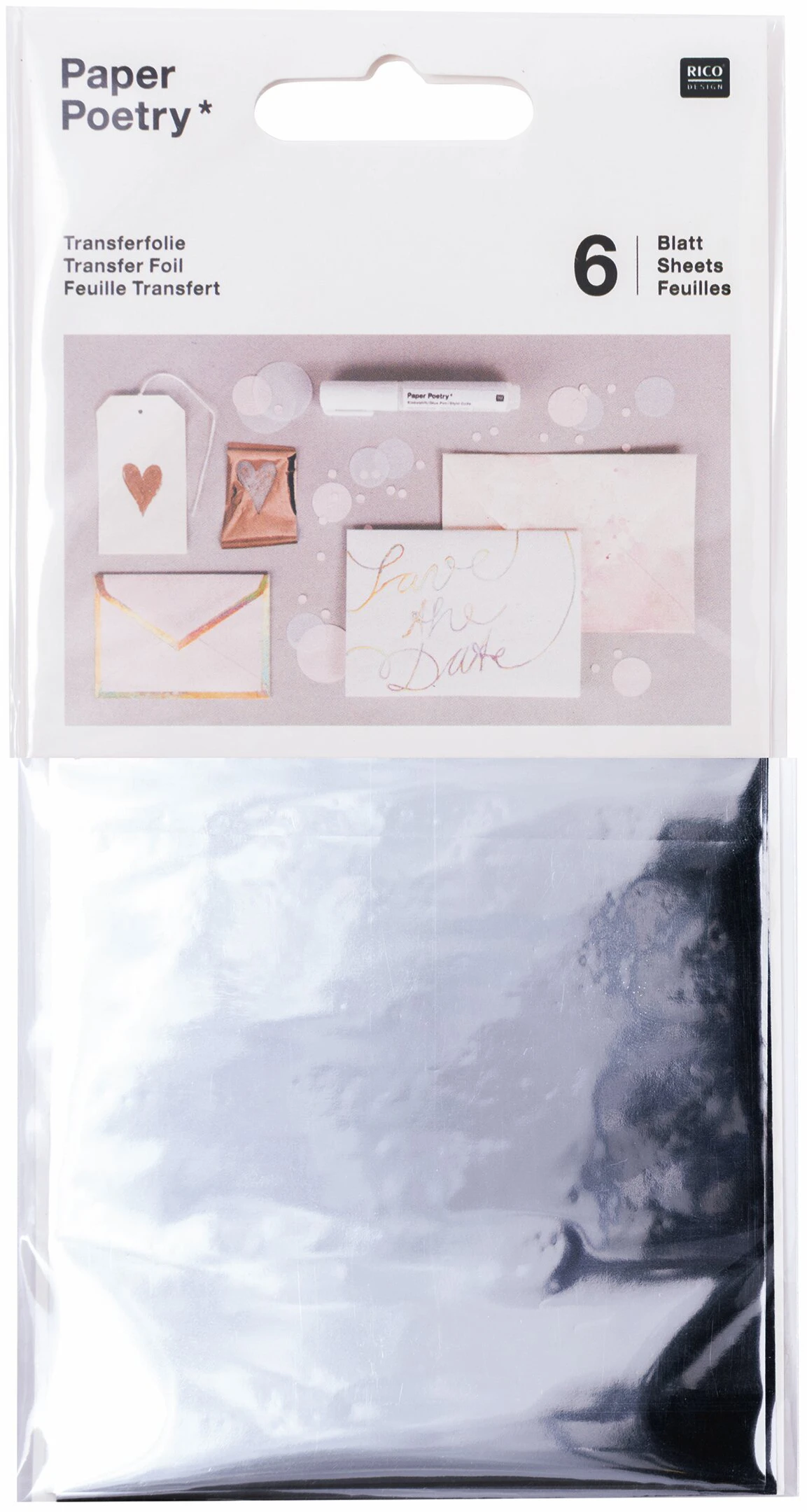 RICO DESIGN Transferfolie 9x15cm 08792.91.04 silber 6 Stück