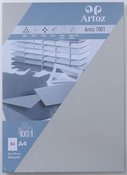 ARTOZ Karten 1001 A4 107696142 220g, lichtgrau 5 Blatt