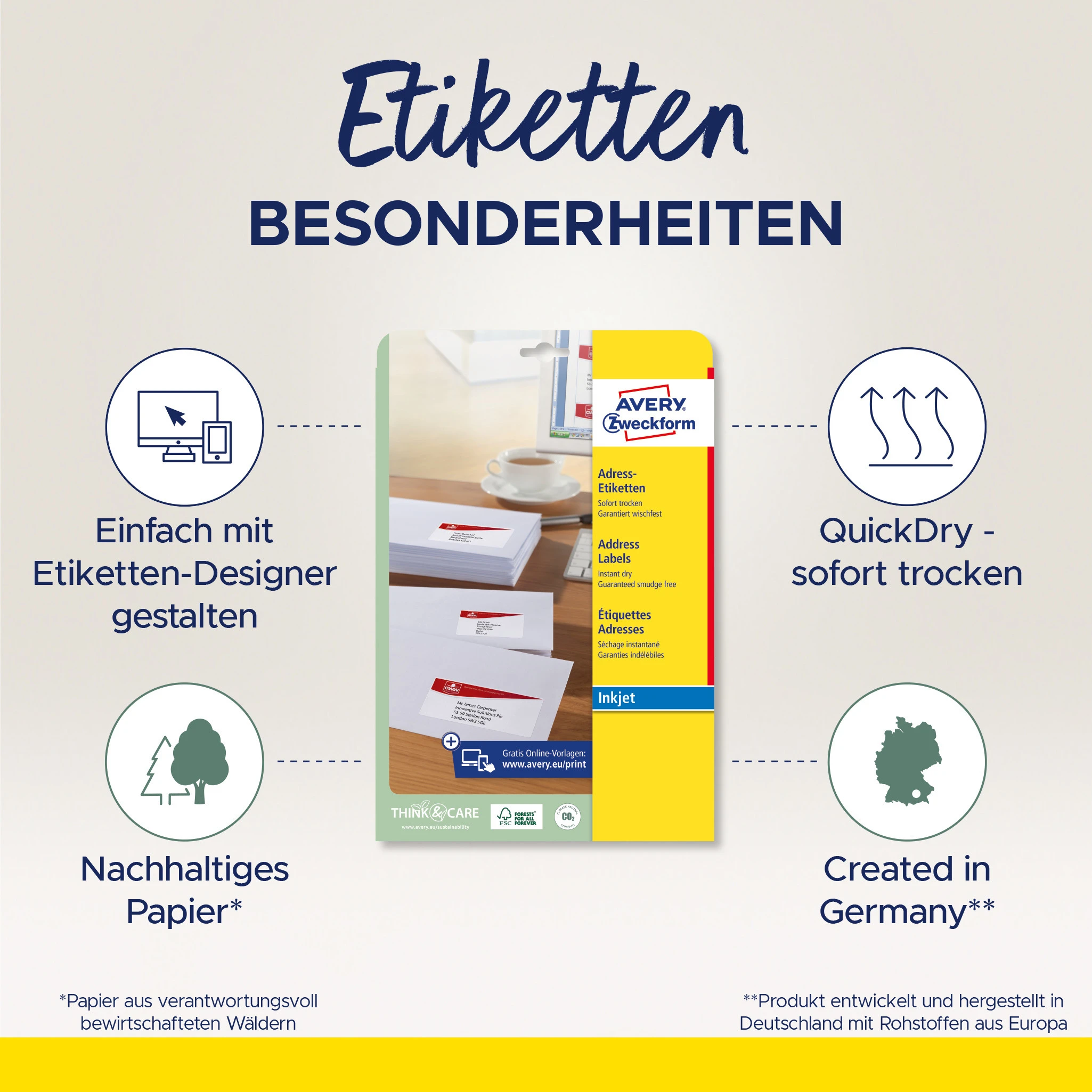 AVERY ZWECKFORM Adressetiketten 99,1x38,1mm J8163-25 weiss 350 Stück