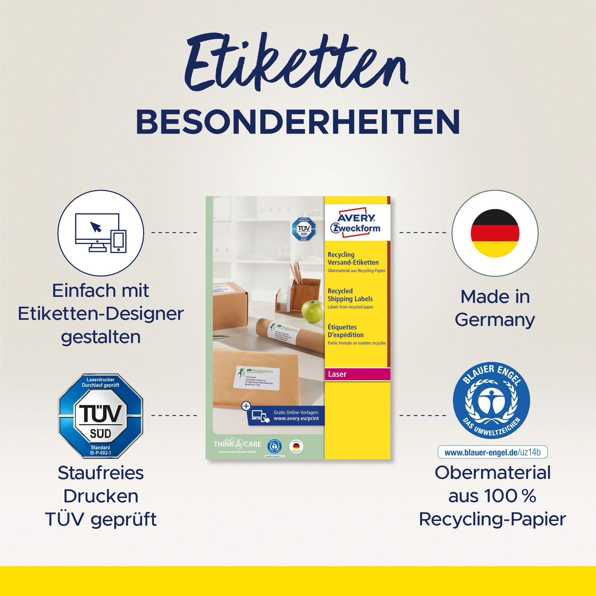 AVERY ZWECKFORM Adressetiketten 199,6x143,5mm LR7168100 recycling 200 Stück