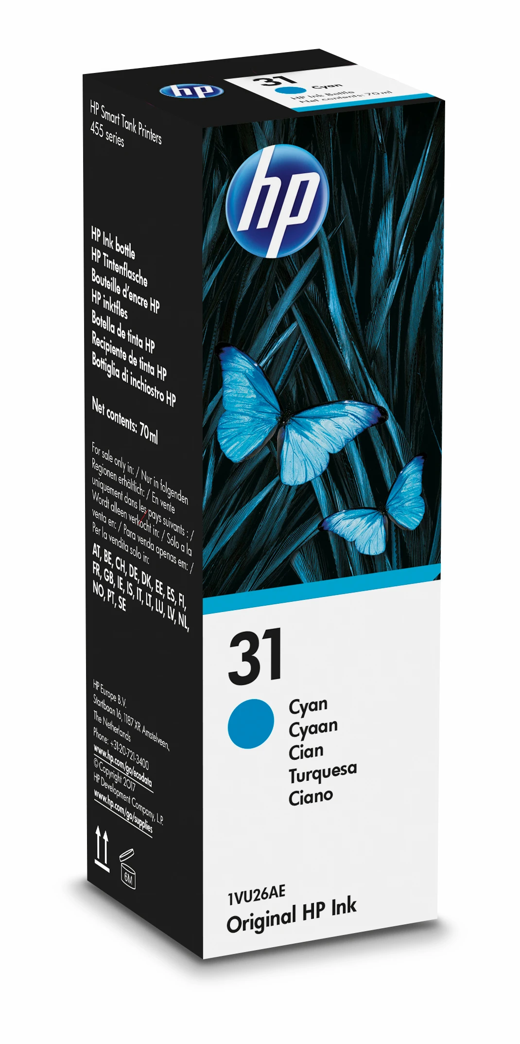 HP Tintennachfüllfläschchen cyan (1VU26AE, 31)